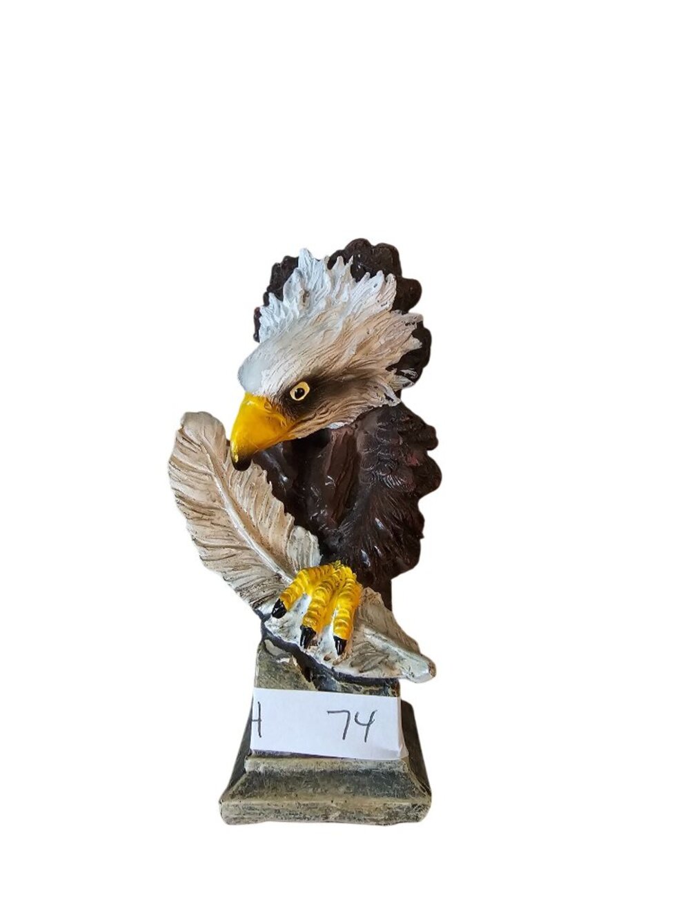 Hand-Painted Bald Eagle Resin Figurine - Detailed Wildlife Statue With Feather O
